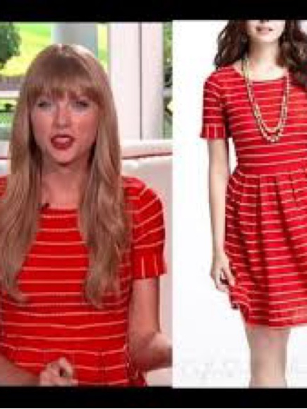 Anthropologie Bordeaux Dress Red Scalloped Stripes Taylor Swift New Girl Knit